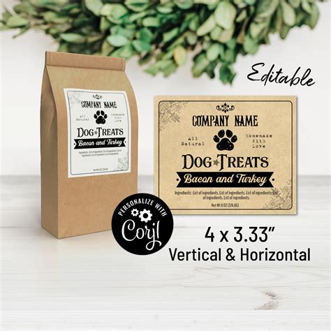 Dog or Cat Treat Label Template Custom Digital Pet Product - Etsy Canada