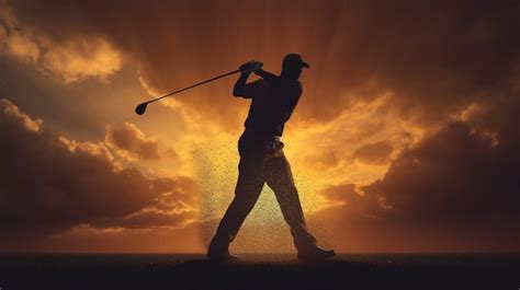 Premium AI Image | Silhouette golf player swing at the sunset sky ...