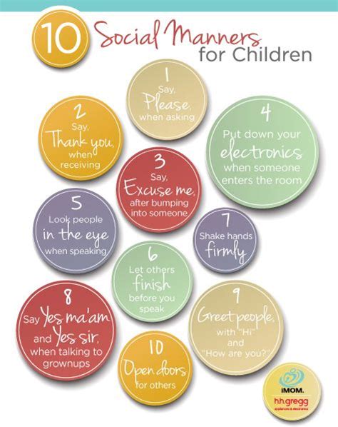 10 Social Manners for Kids - iMOM | Manners for kids, Kids behavior ...