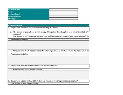 ESG Diligence Questionnaire - Managers (Excel Version) - LSTA