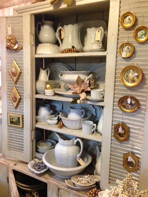 A nice display of antique ironstone and vintage Florentine! Flea Market ...