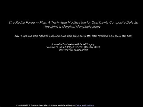 The Radial Forearm Flap A Technique Modification for