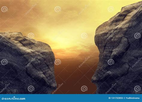 Rocky cliff and sunset stock illustration. Illustration of precipice - 131732855