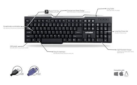 Wired 104 Prodot Standard Keyboard, Size: Regular, Model Name/Number: Kb-207s Ps2 at Rs 270 ...