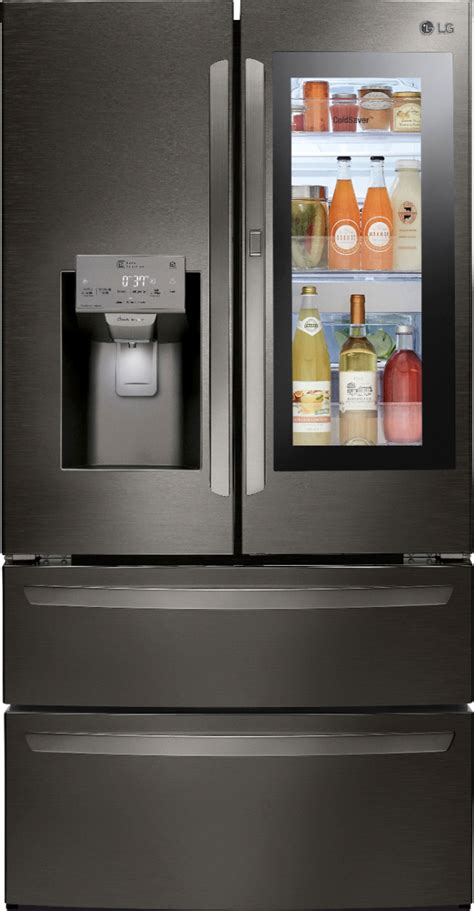 LG InstaView Door-in-Door 27.8 Cu. Ft. 4-Door French Door Refrigerator Black stainless steel ...