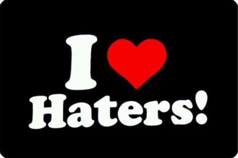 i love haters sticker on a black background