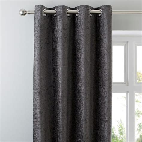 Chenille Grey Eyelet Curtains | Dunelm