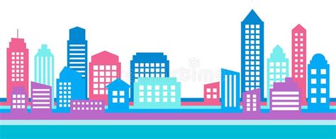 Horizontal Colorful Cityscape Banner, Modern Architecture Stock Vector ...