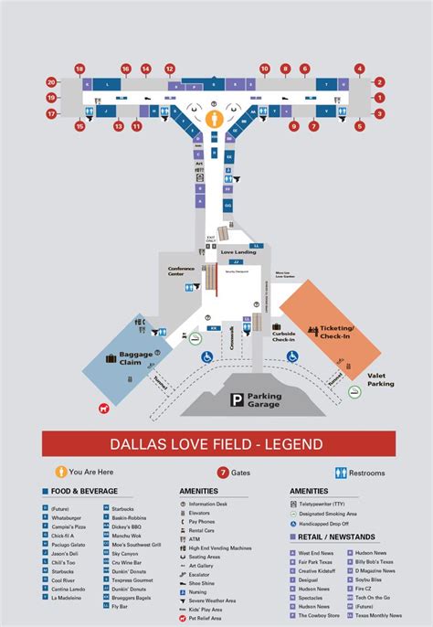 Dallas Love Field Airport(DAL) Terminal Maps, Shops, Restaurants, Food ...