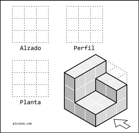 Vistas - Dibujo Técnico - Picuino | Autocad isometric drawing, Isometric drawing exercises ...