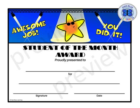 Free Printable Student Of The Month Certificate Templates - Tisnyi.com