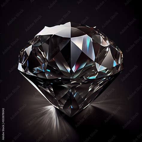 Shiny Black diamond gem isolated on black background. Natural precious ...