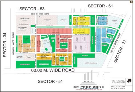 Layout Plan of Noida Sector-52 HD Map - 99acres Property