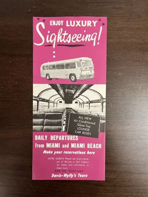 VINTAGE MIAMI FL Travel Brochure Davis Wylly's Bus Tours Hobbyland Seaquarium $14.99 - PicClick