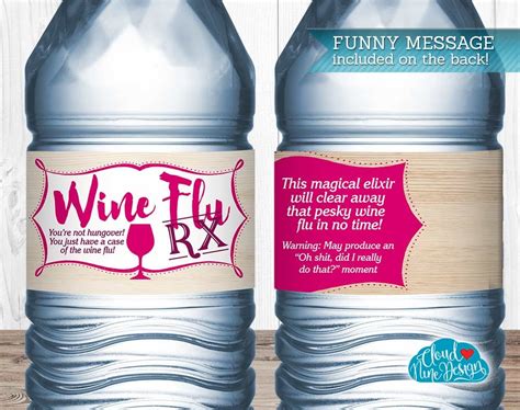 Funny Water Bottle Labels Instant Download Wine-Themed | Etsy