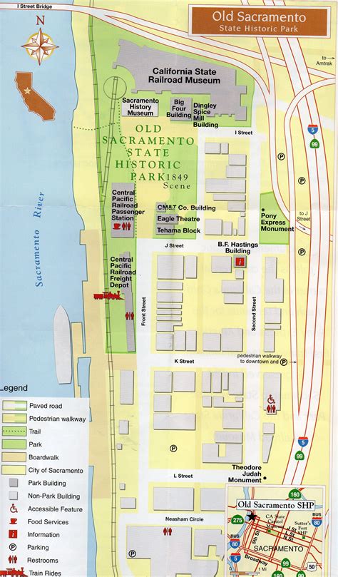 Old Sacramento Map | Sacramento map, California state railroad museum ...