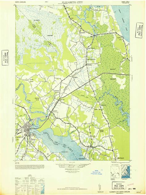 Elizabeth City, North Carolina 1948 (1948) USGS Old Topo Map 15x15 Quad - OLD MAPS