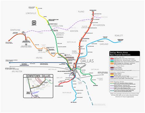 Dallas Metro Area Rail Transit Services Map , Png Download - Dallas Public Transit, Transparent ...