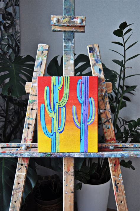 Cactus Wall Art Original Acrylic Painting Canvas Mexican Art - Etsy