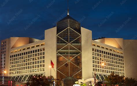 BEIJING, CHINA- OCT. 5, 2022: Bank of China headquarters at night. Bank ...