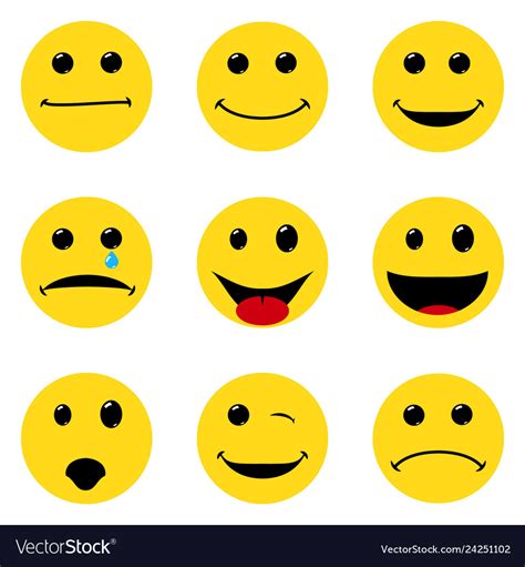 Smile faces pack different emotions simple flat Vector Image