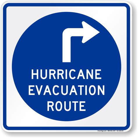 Hurricane Evacuation Route Upper Right Arrow Sign, SKU: K2-4379-UR