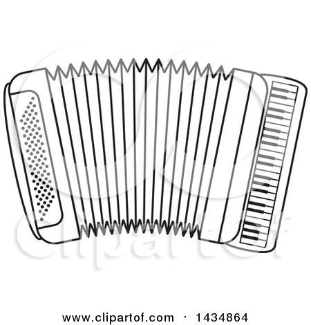 Clipart of a Black and White Musical Accordion - Royalty Free Vector ...