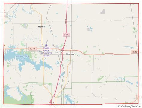 Map of Williamson County, Illinois - Thong Thai Real