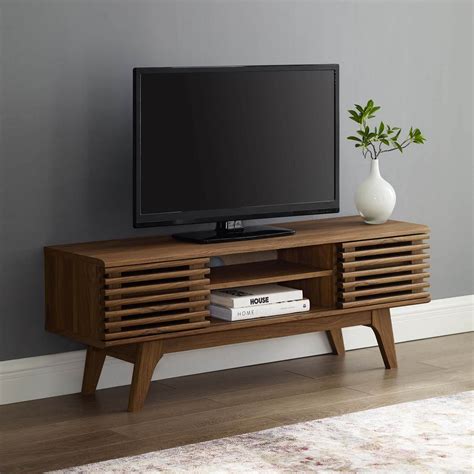 Mid-Century Modern TV Stand with slatted doors - Radwell Designs