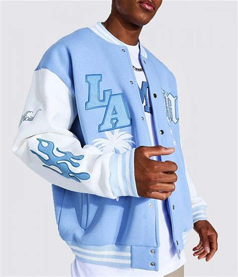 Baby Blue Varsity Jacket | Los Angeles Letterman Jacket - Jackets Masters