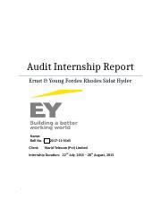 ERNST-YOUNG.docx - . Audit Internship Report Ernst & Young Fordes Rhodes Sidat Hyder Name: Roll ...