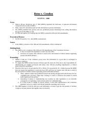 Reno v. Condon.docx - Reno v. Condon SCOTUS 2000 Facts: Driver's Privacy Protection Act of 1994 ...