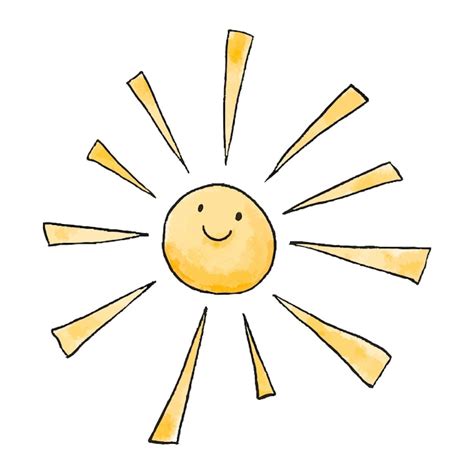 Premium Vector | Handdrawn watercolor illustration of cute smiling sun ...