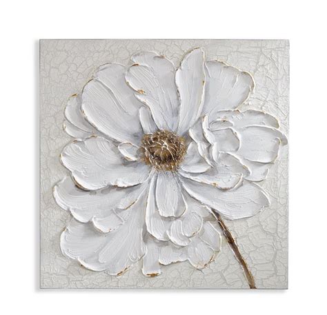 Plaster Floral Hand Paint Effect Canvas Wall Décor | Floral wall art canvases, Plaster wall art ...