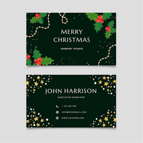 Free Vector | Hand drawn flat business christmas cards template