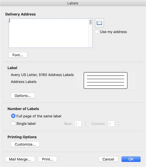 Printing single labels using MS Word | MacRumors Forums