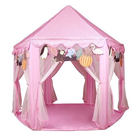 Kids Pink Princess Castle Playhouse Play Tent For Girls Indoor Outdoor ...