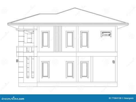 Drawing of 3D Home Building (side View) Stock Illustration - Illustration of build, concept ...