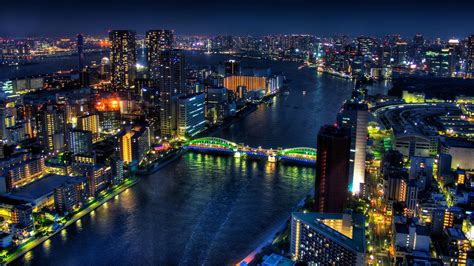 Tokyo City At Night HD desktop wallpaper : Widescreen : High Definition : Fullscreen