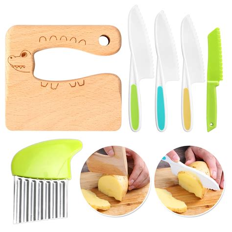 Buy 6 Pieces Kids Set Include Wooden Toddler Knive Kids Safe s for Real ...