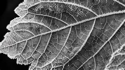 The Frosty Texture of a Leafs Surface is Highlighted in Black and White ...