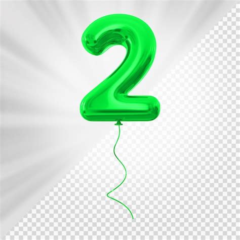 Premium PSD | Green balloon number 2