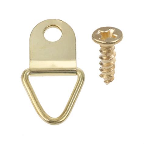 100PCS Gold Small D Ring Picture Hanger with Screws Frame Triangle Ring Hangers-in Hooks from ...