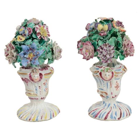 A Pair of Antique Bow Porcelain Flower Filled Vases | Porcelain flowers, Porcelain painting ...