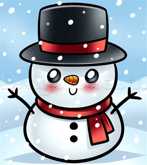 Drawing A Snowman, Easy Drawing Tutorial, 5 Steps - Toons Mag