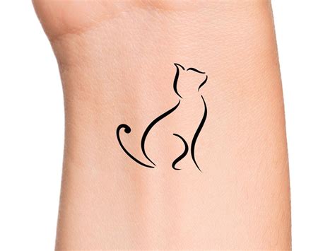 Cat Line Temporary Tattoo / Animal Tattoo / Cat Tattoos - Etsy