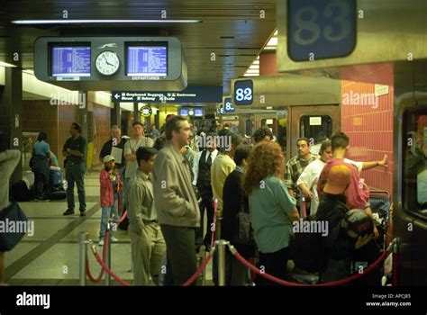 waiting for a Greyhound Bus in Port Authority New York City Stock Photo ...