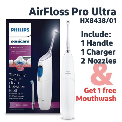 Philips Sonicare AirFloss Pro Ultra HX8438/01 with Mouthwash White/Black - Green Dental