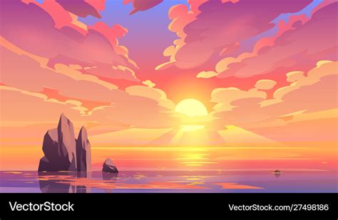 Sunset or sunrise in ocean nature landscape Vector Image