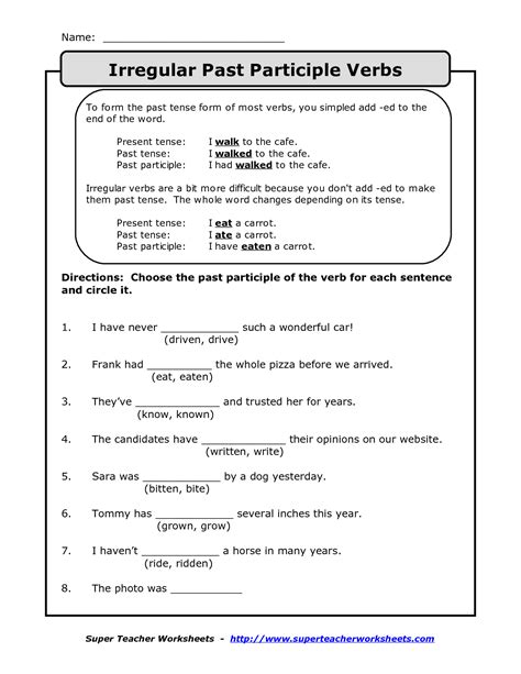 Participle Worksheet Middle School | Printable Worksheets and ...